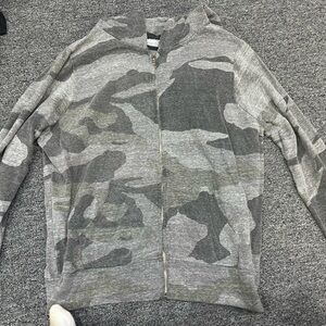 Monrow Heather camouflage Gray Zip-Up Hoodie